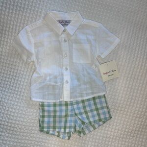 Sophie & Lucas Pastel Plaid Boy Short Set 9m